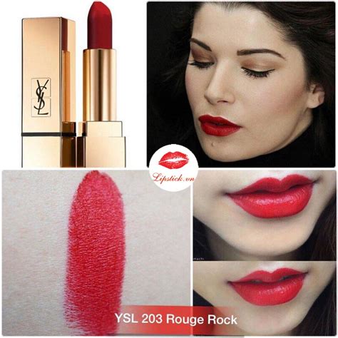 son lì ysl màu 203 rouge rock|Review Son YSL 203 Rouge Rock Màu Đỏ Đậm .